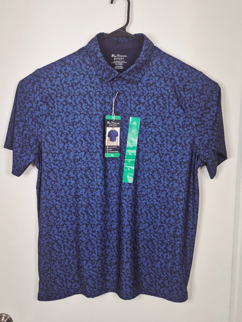 BEN SHERMAN Short Sleeve Polo Mens's, Size X LARGE, Blue, NEW+TAGS